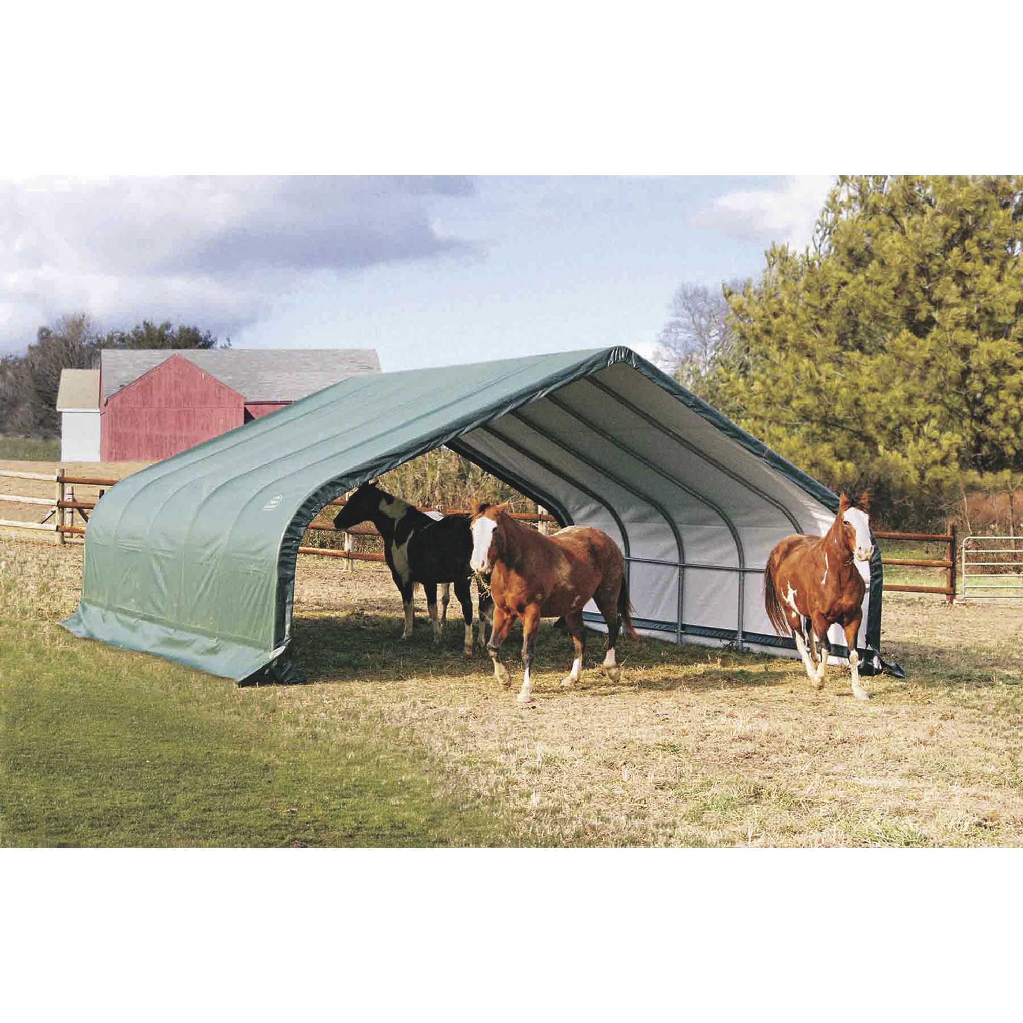 ShelterLogic Run-In Shelter, Peak Style, 20ft.L x 22ft.W x 10ft.H, Model# 58432